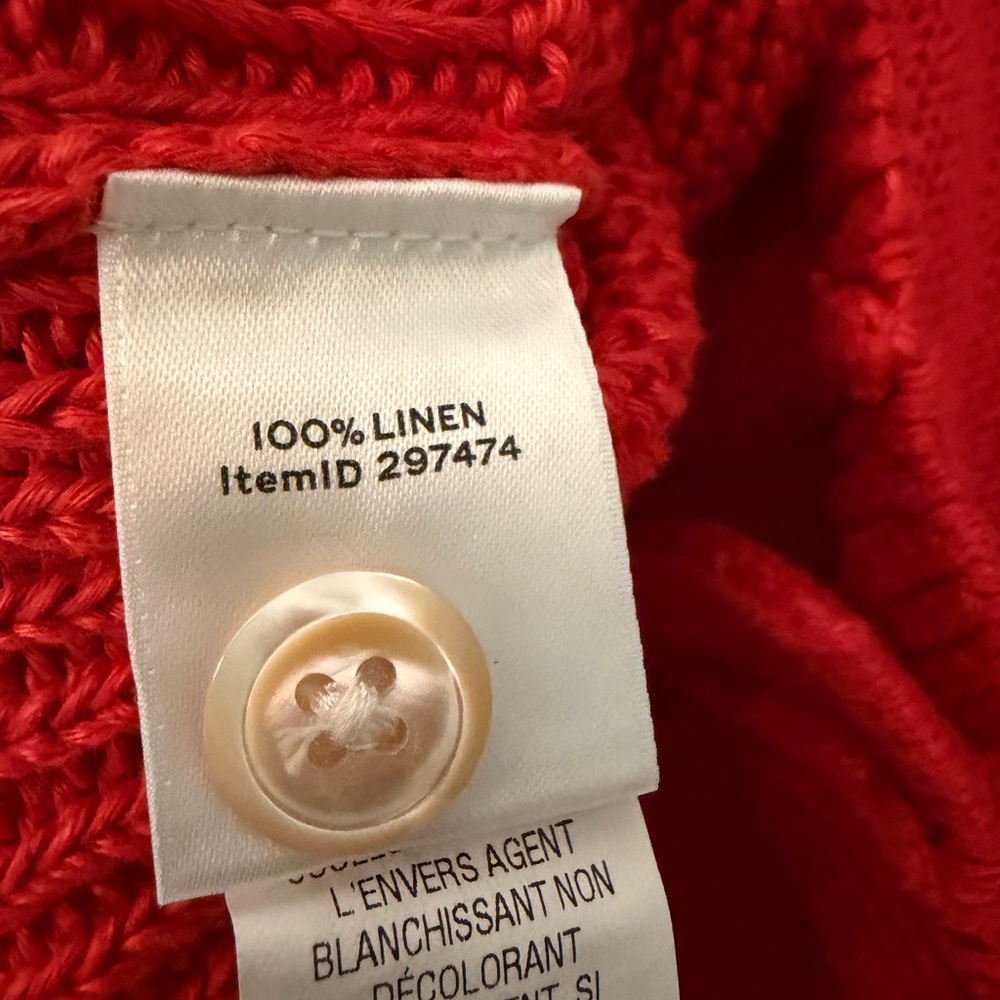 L.L. Bean signature linen button up sweater orange color women’s size medium - Picture 2 of 4